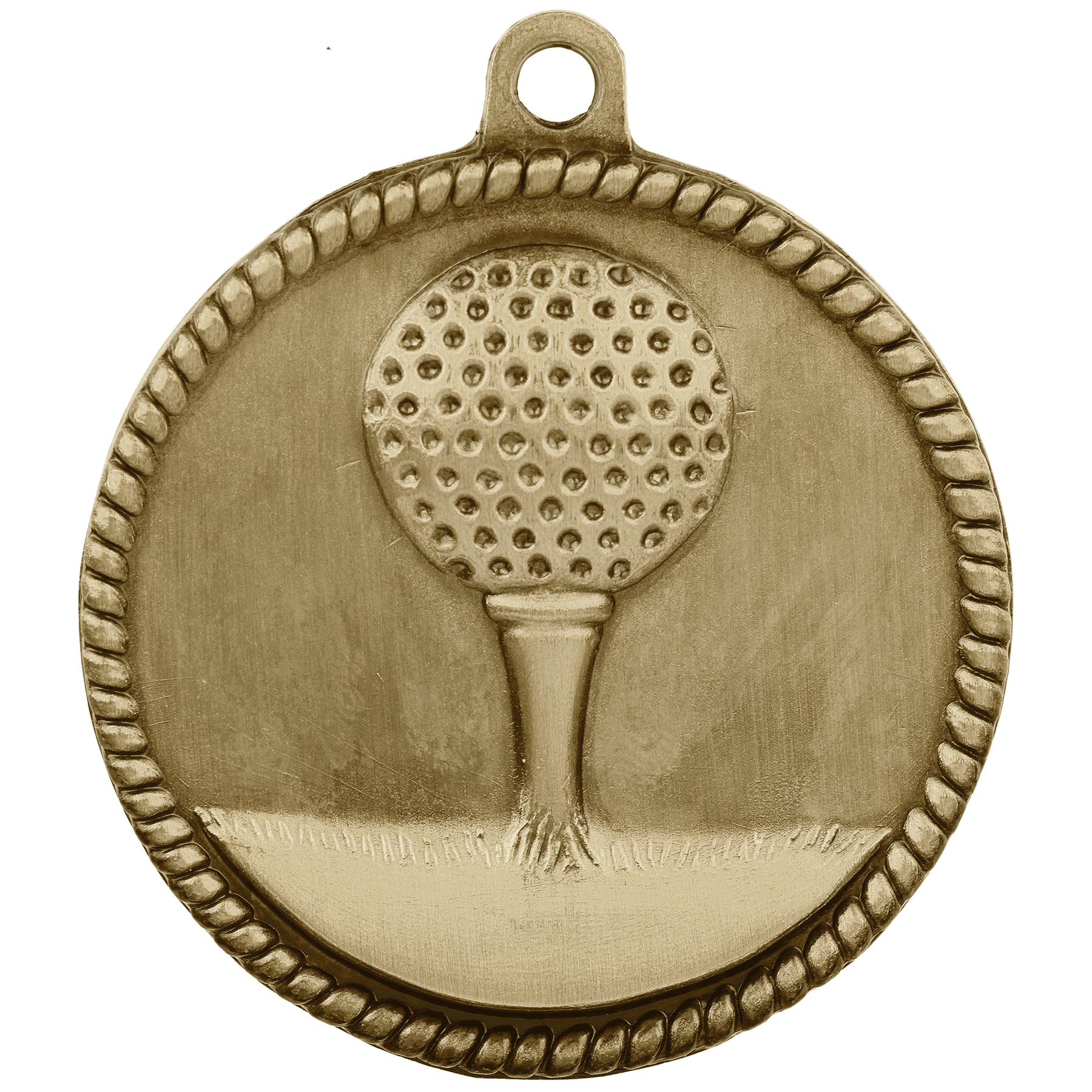 Antique Gold Golf High Relief Medal - 2"
