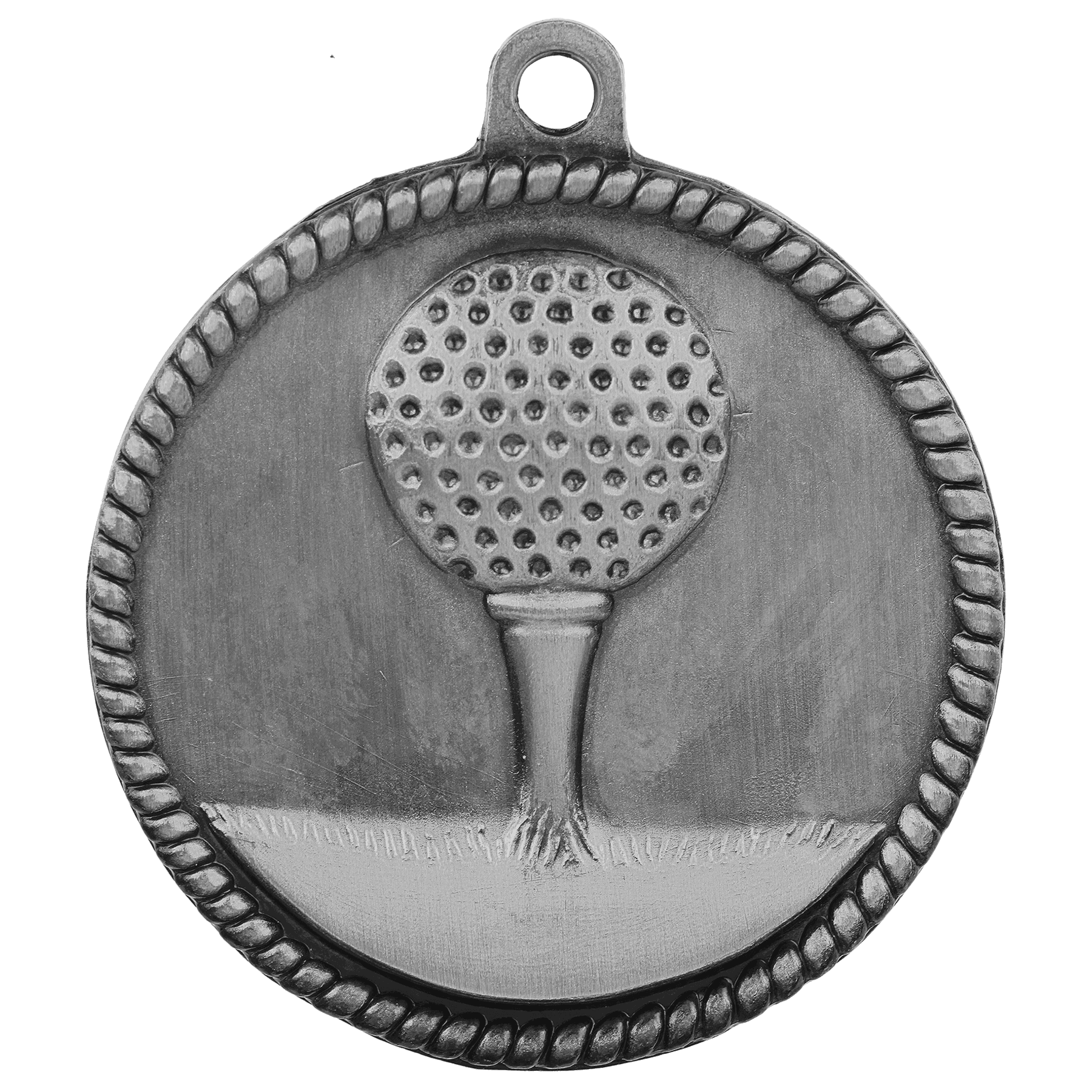 Antique Silver Golf High Relief Medal - 2"