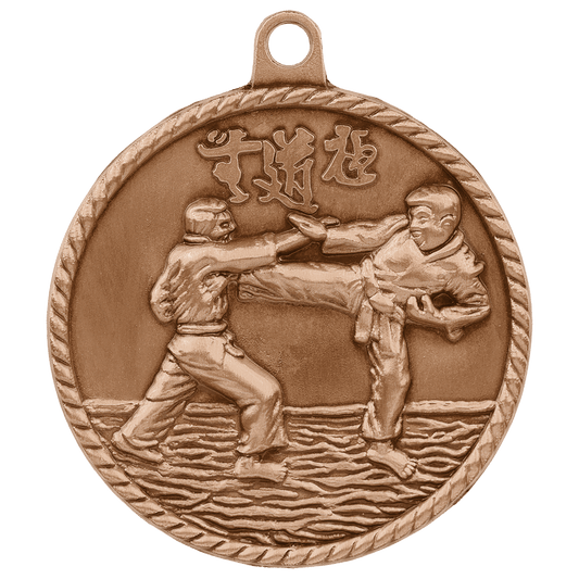 2" Antique Bronze Martial Arts High Relief Medal