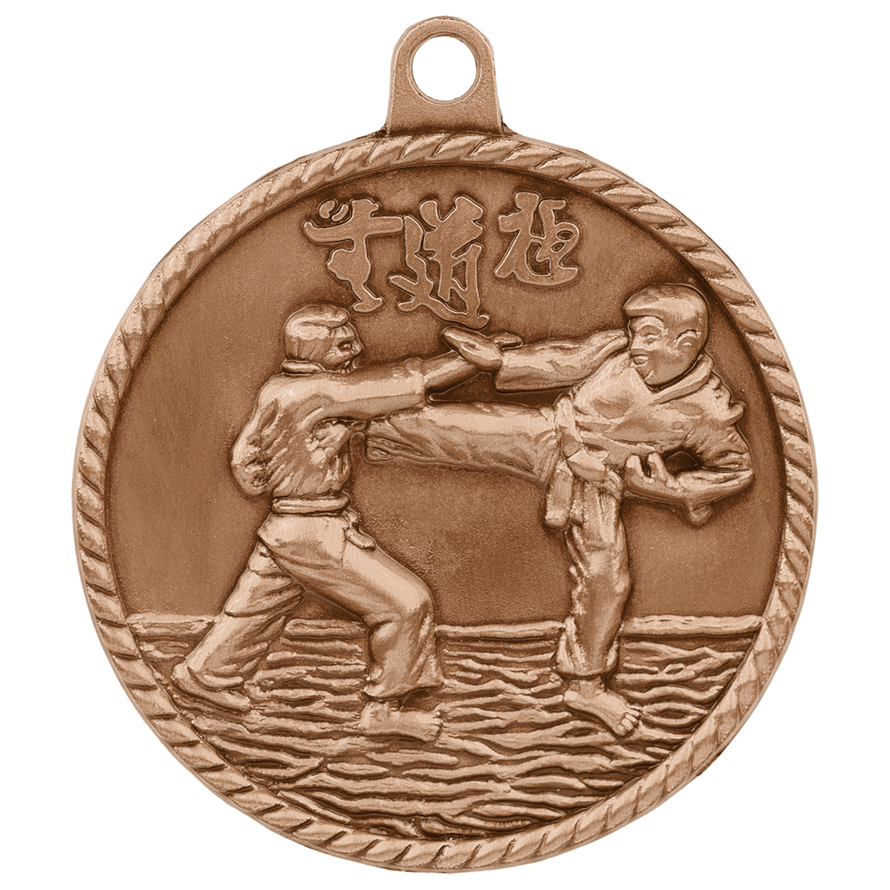 Antique Bronze Martial Arts High Relief Medal - 2"