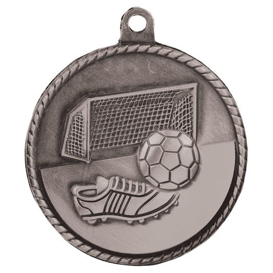 Antique Silver Soccer High Relief Medal - 2"