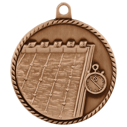 Antique Bronze Swimming High Relief Medal - 2"