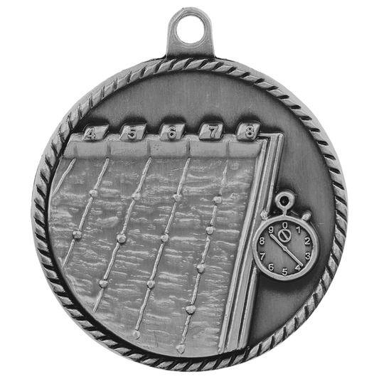 2" Antique Silver Swimming High Relief Medal