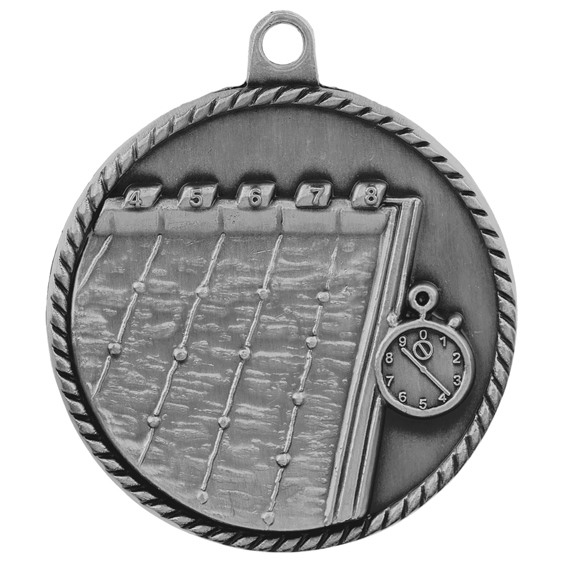 Antique Silver Swimming High Relief Medal - 2"