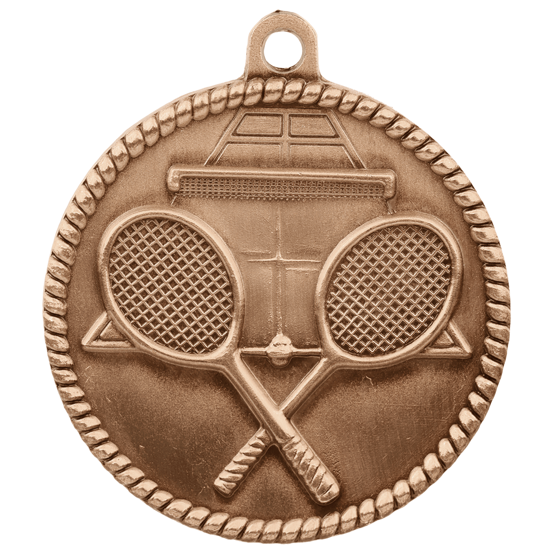 Antique Bronze Tennis High Relief Medal - 2"