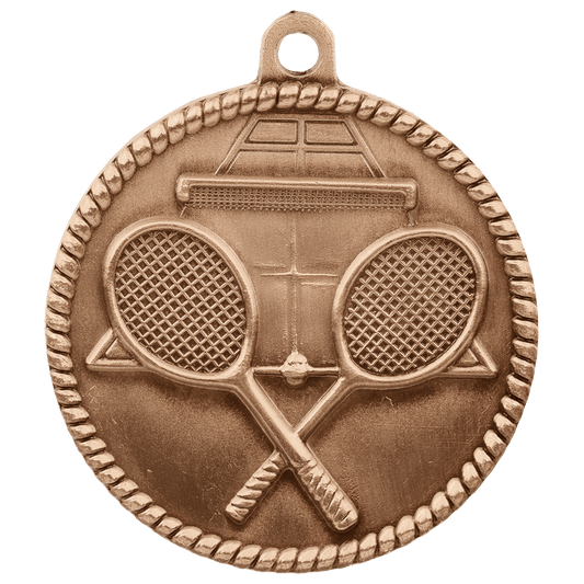 Antique Bronze Tennis High Relief Medal - 2"
