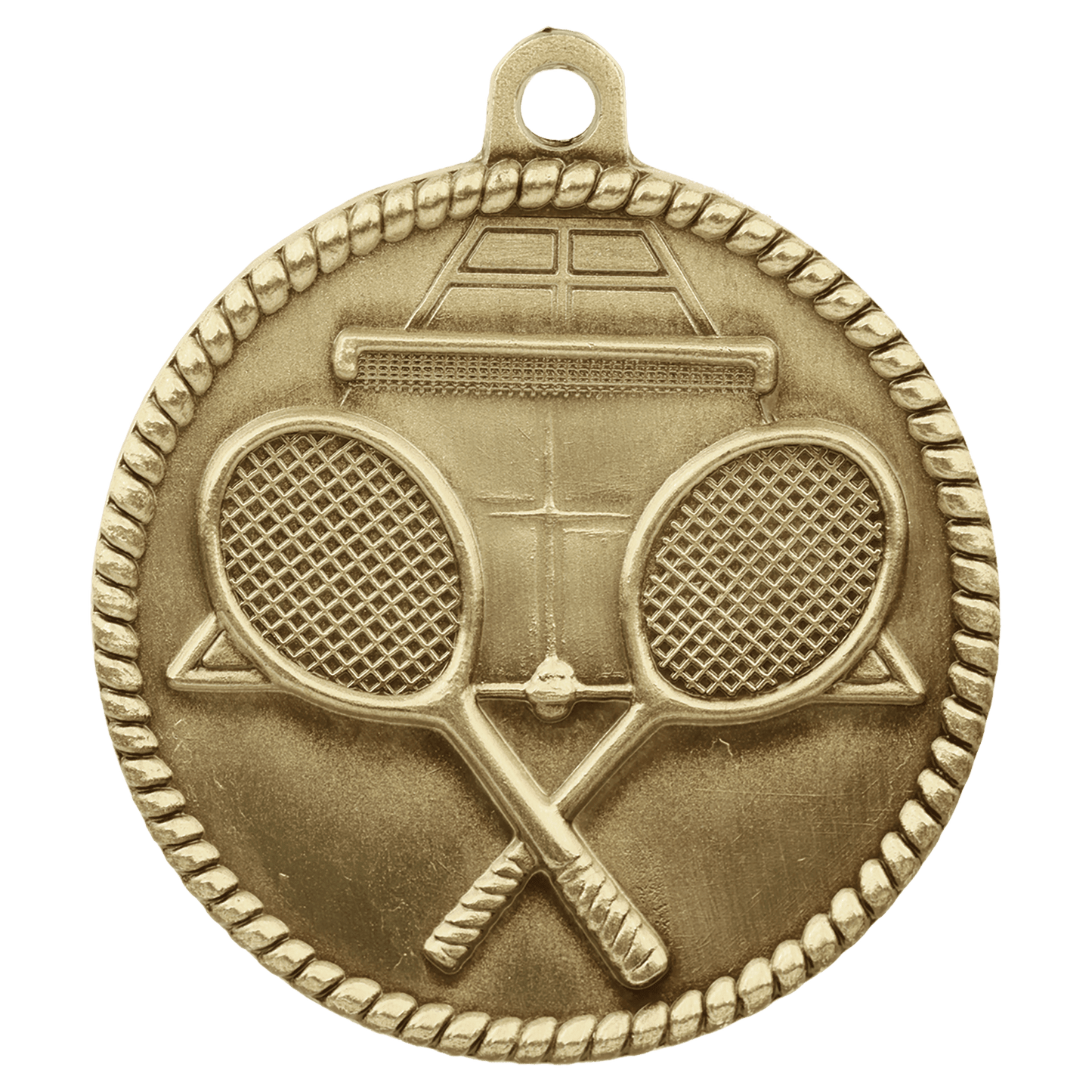 Antique Gold Tennis High Relief Medal - 2"