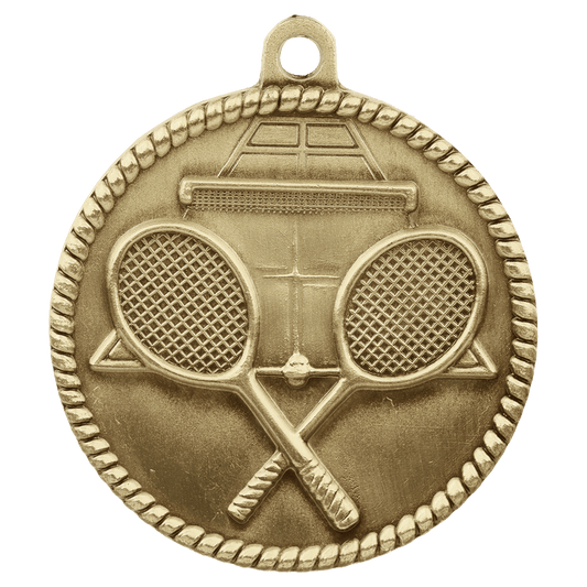 Antique Gold Tennis High Relief Medal - 2"