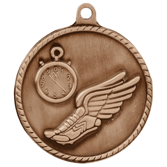 Antique Bronze Track High Relief Medal - 2"