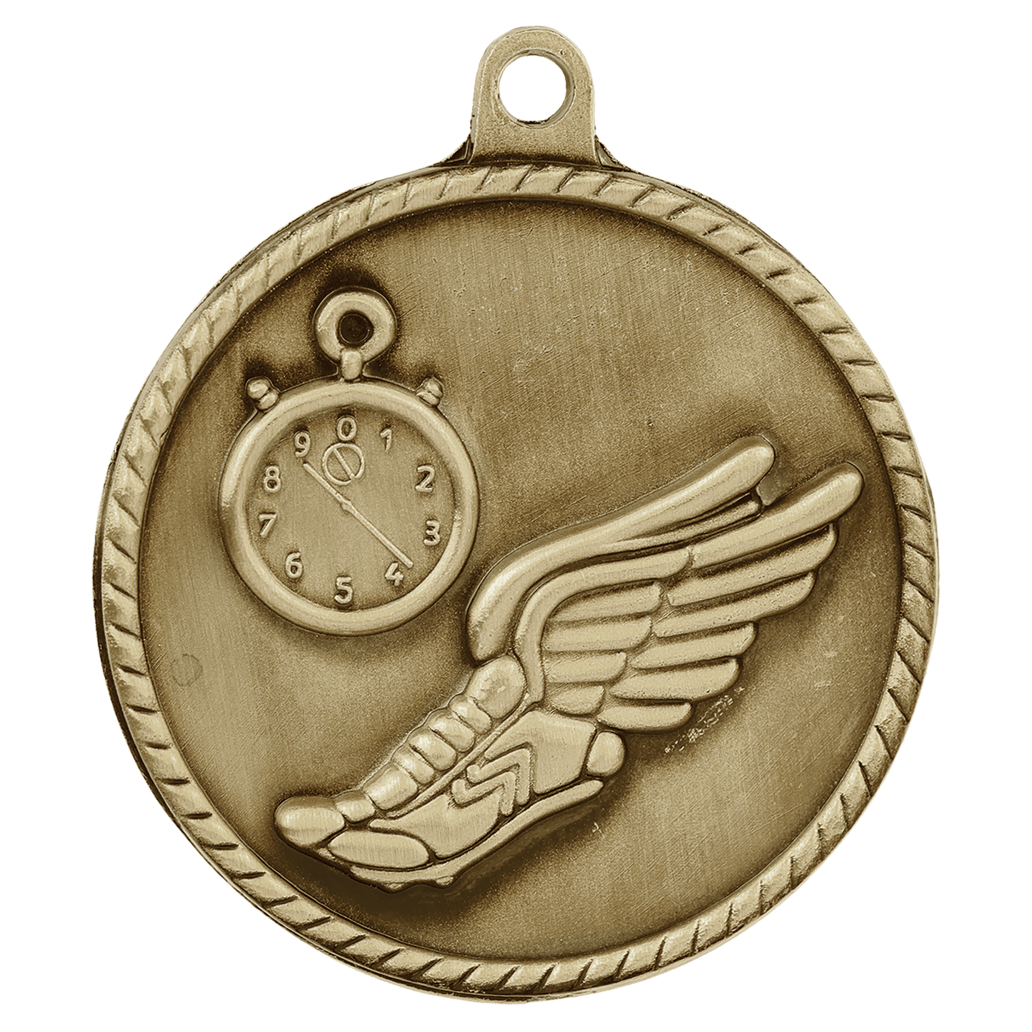 Antique Gold Track High Relief Medal - 2"