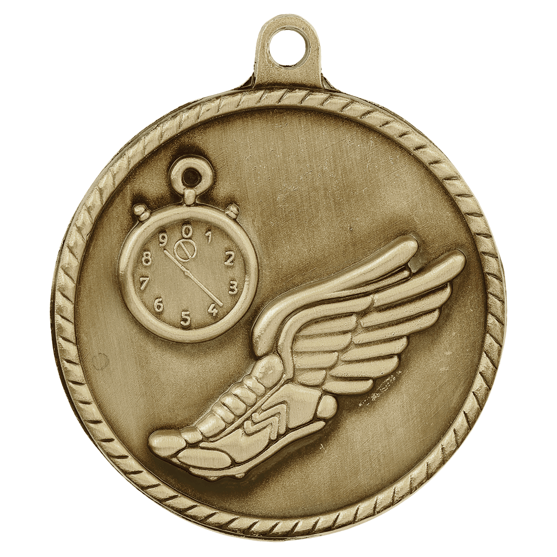 Antique Gold Track High Relief Medal - 2"