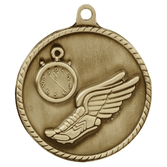 Antique Gold Track High Relief Medal - 2"