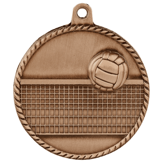 2" Antique Bronze Volleyball High Relief Medal