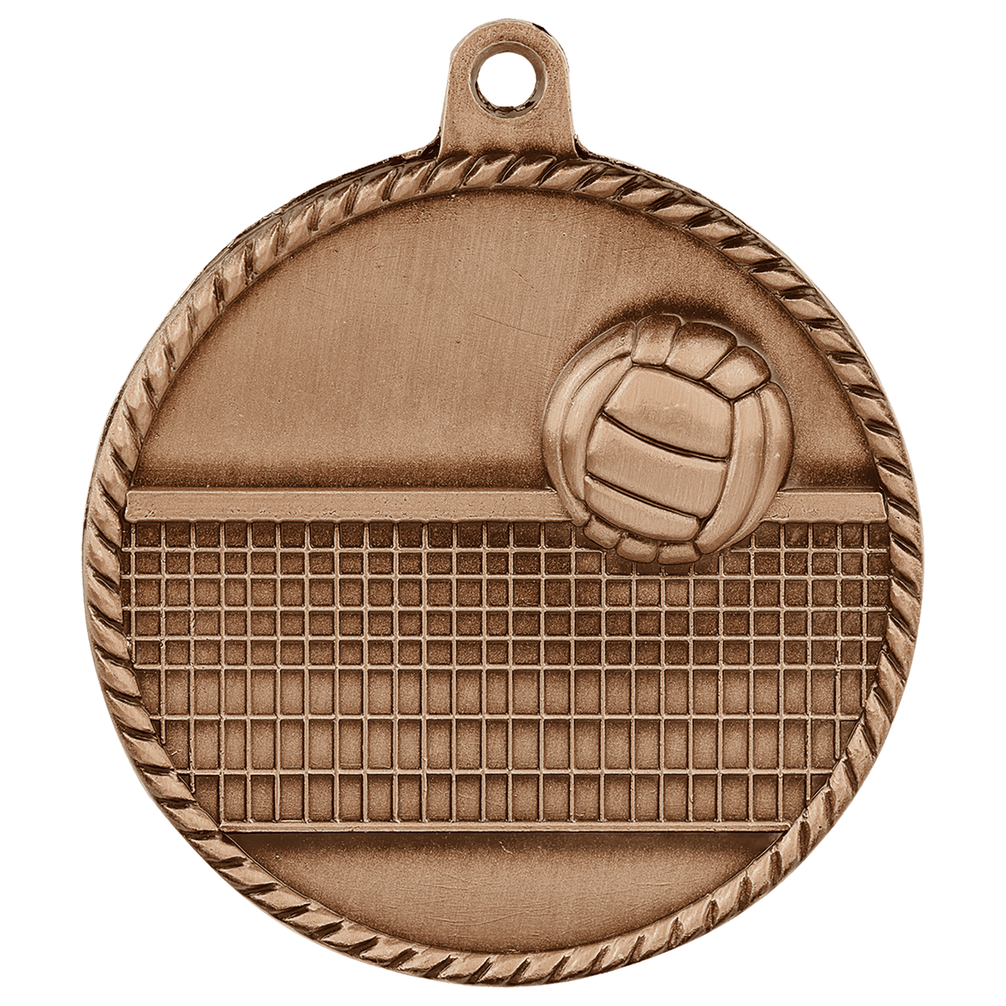 Antique Bronze Volleyball High Relief Medal - 2"
