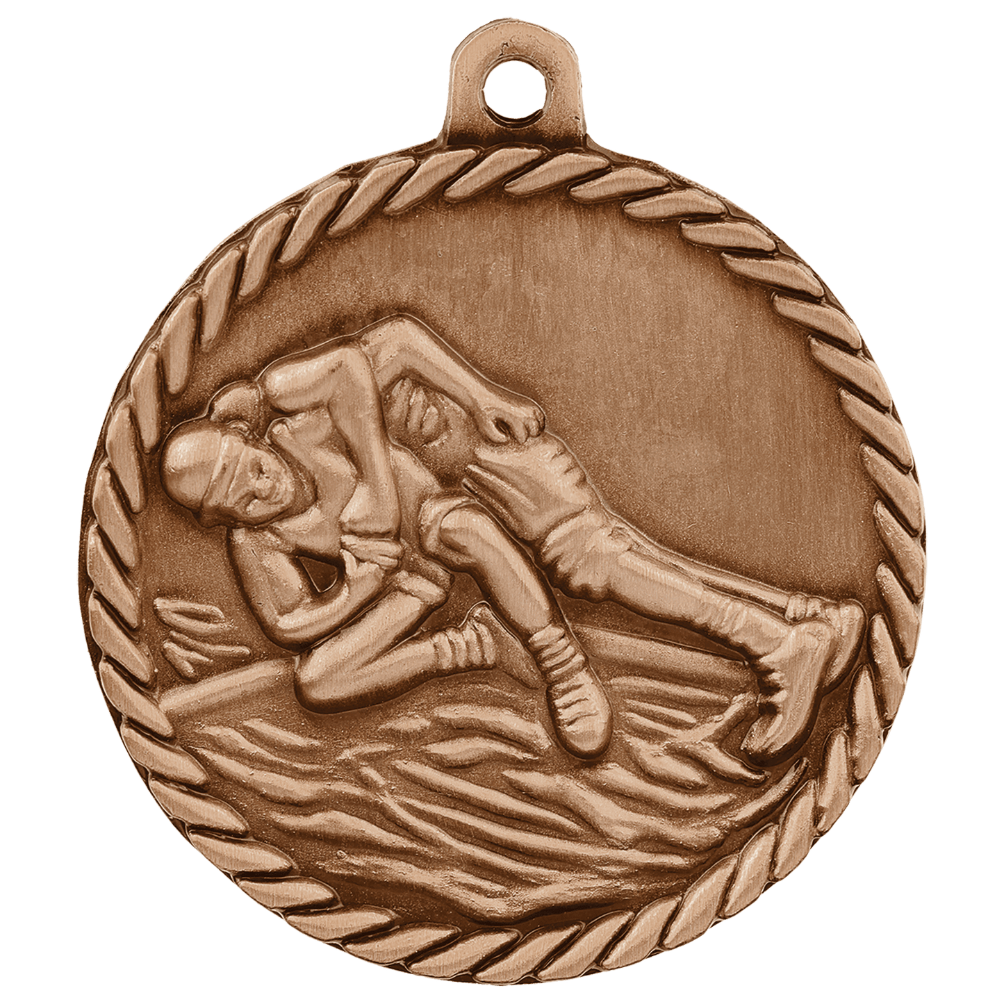 Antique Bronze Wrestling High Relief Medal - 2"