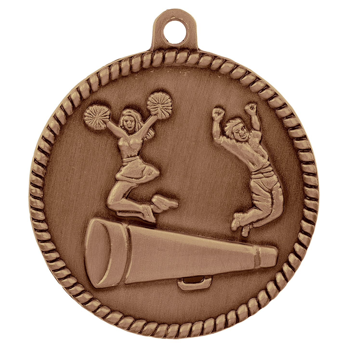 Antique Bronze Cheer High Relief Medal - 2"