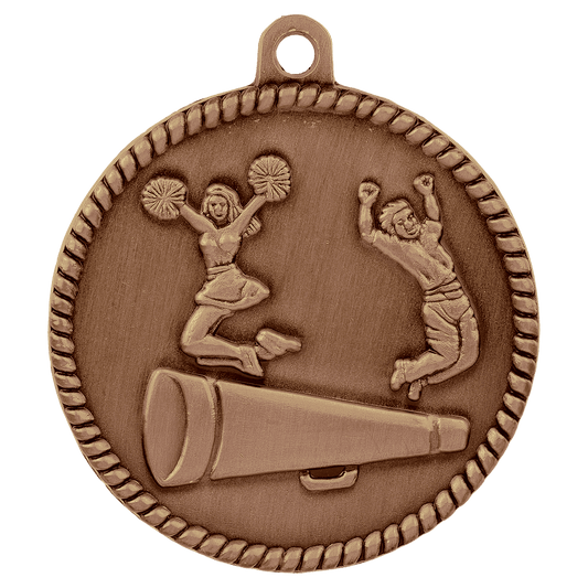 Antique Bronze Cheer High Relief Medal - 2"