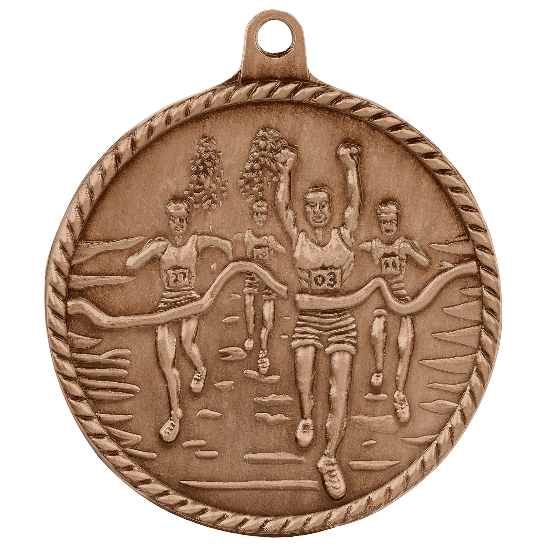 Antique Bronze Cross Country High Relief Medal - 2"