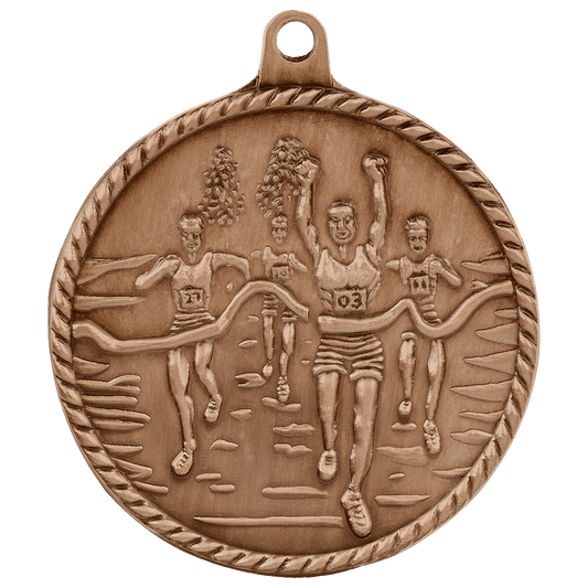 2" Antique Bronze Cross Country High Relief Medal