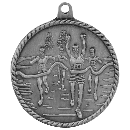 2" Antique Silver Cross Country High Relief Medal