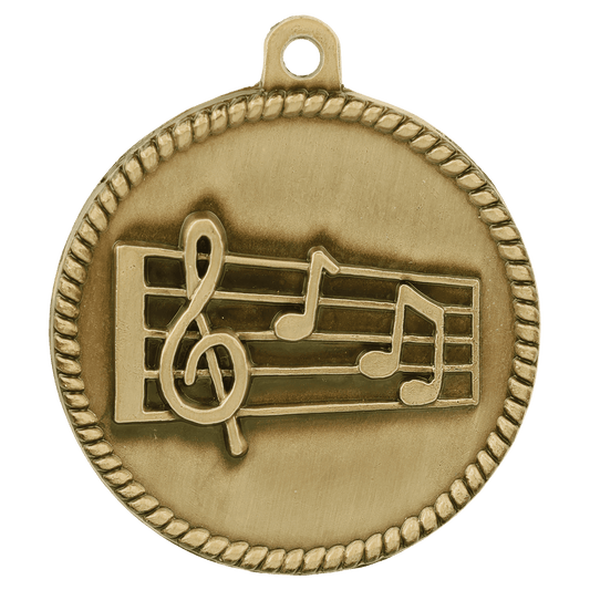 2" Antique Gold Music High Relief Medal