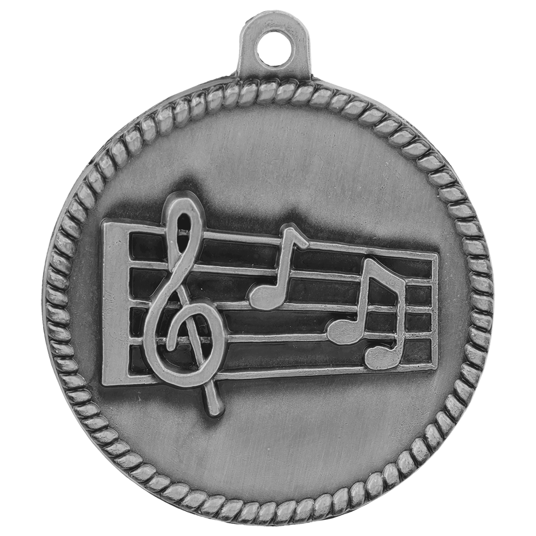 Antique Silver Music High Relief Medal - 2"