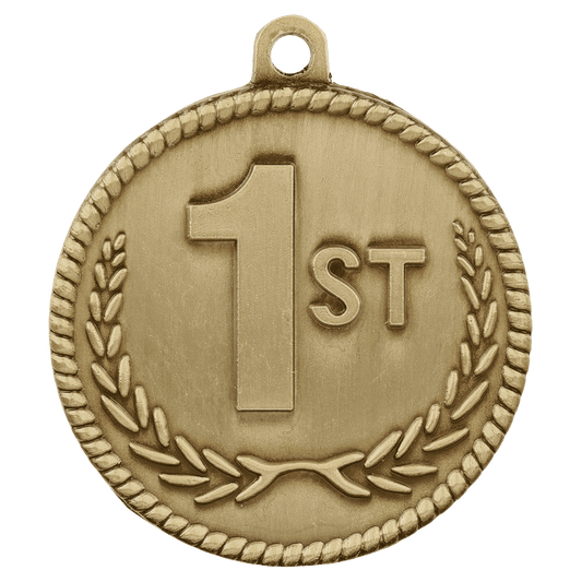Antique Gold 1st Place High Relief Medal - 2"