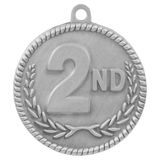 Antique Silver 2nd Place High Relief Medal - 2"