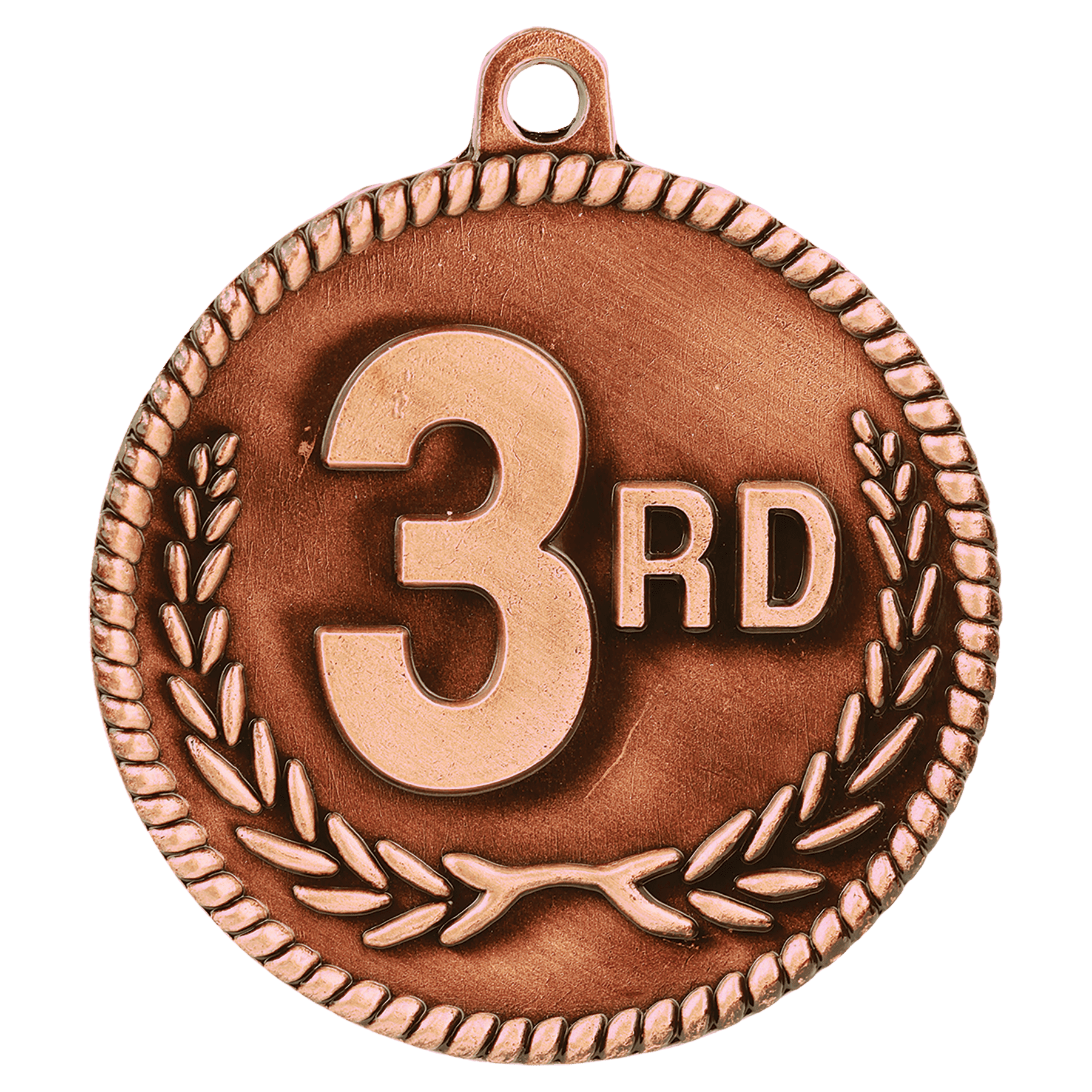Antique Bronze 3rd Place High Relief Medal - 2"