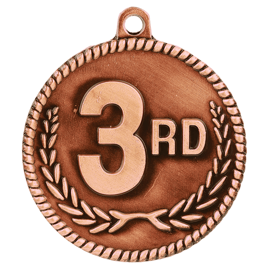 Antique Bronze 3rd Place High Relief Medal - 2"