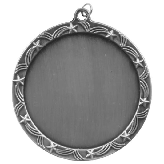 2 1/2" Antique Silver Stars 2" Insert Holder Medal