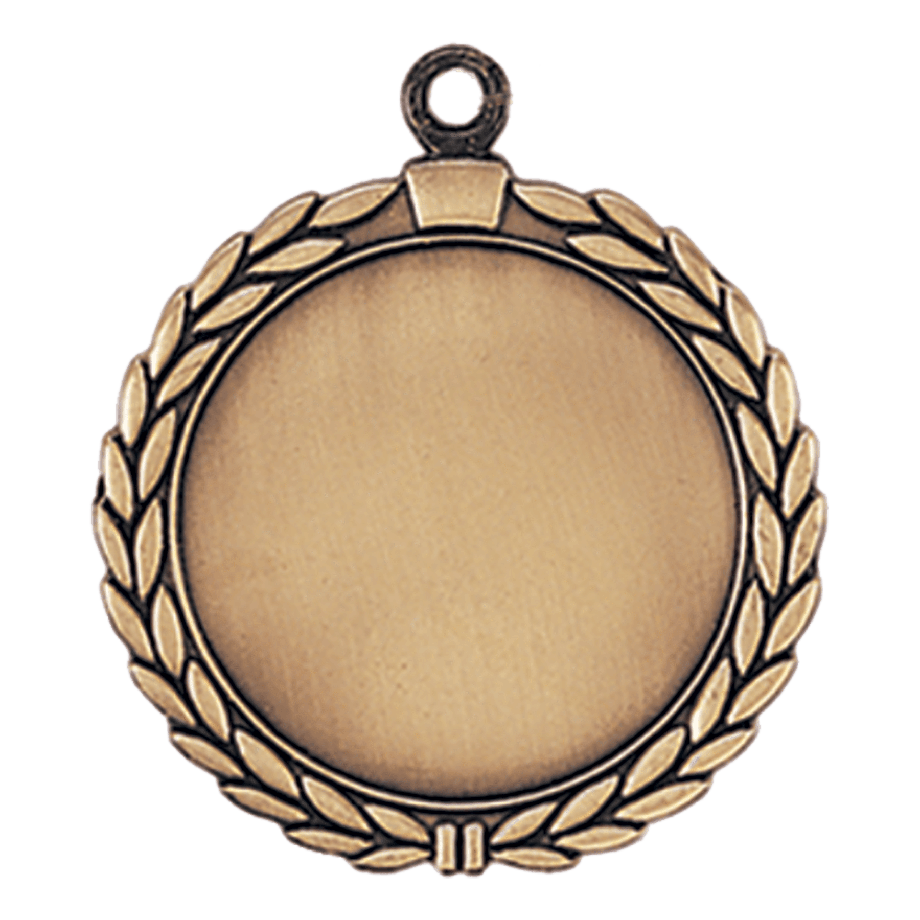 Antique Gold Wreath 2" Insert Holder Medal - 2 1/2"