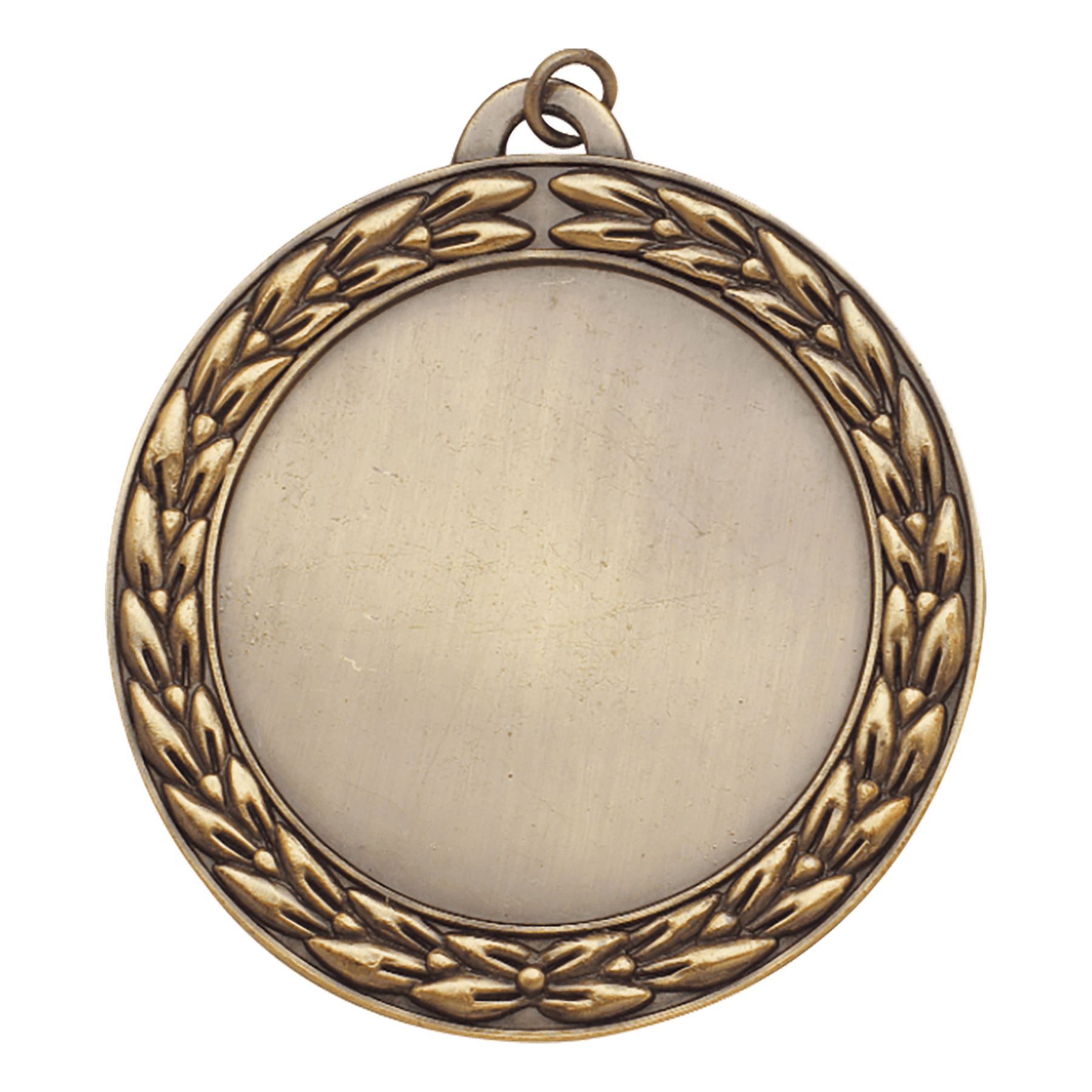 Antique Gold Wreath 2" Insert Holder Medal - 2 3/4"