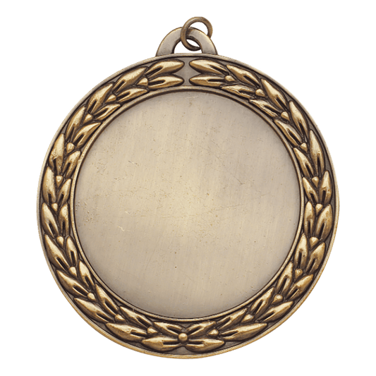 Antique Gold Wreath 2" Insert Holder Medal - 2 3/4"