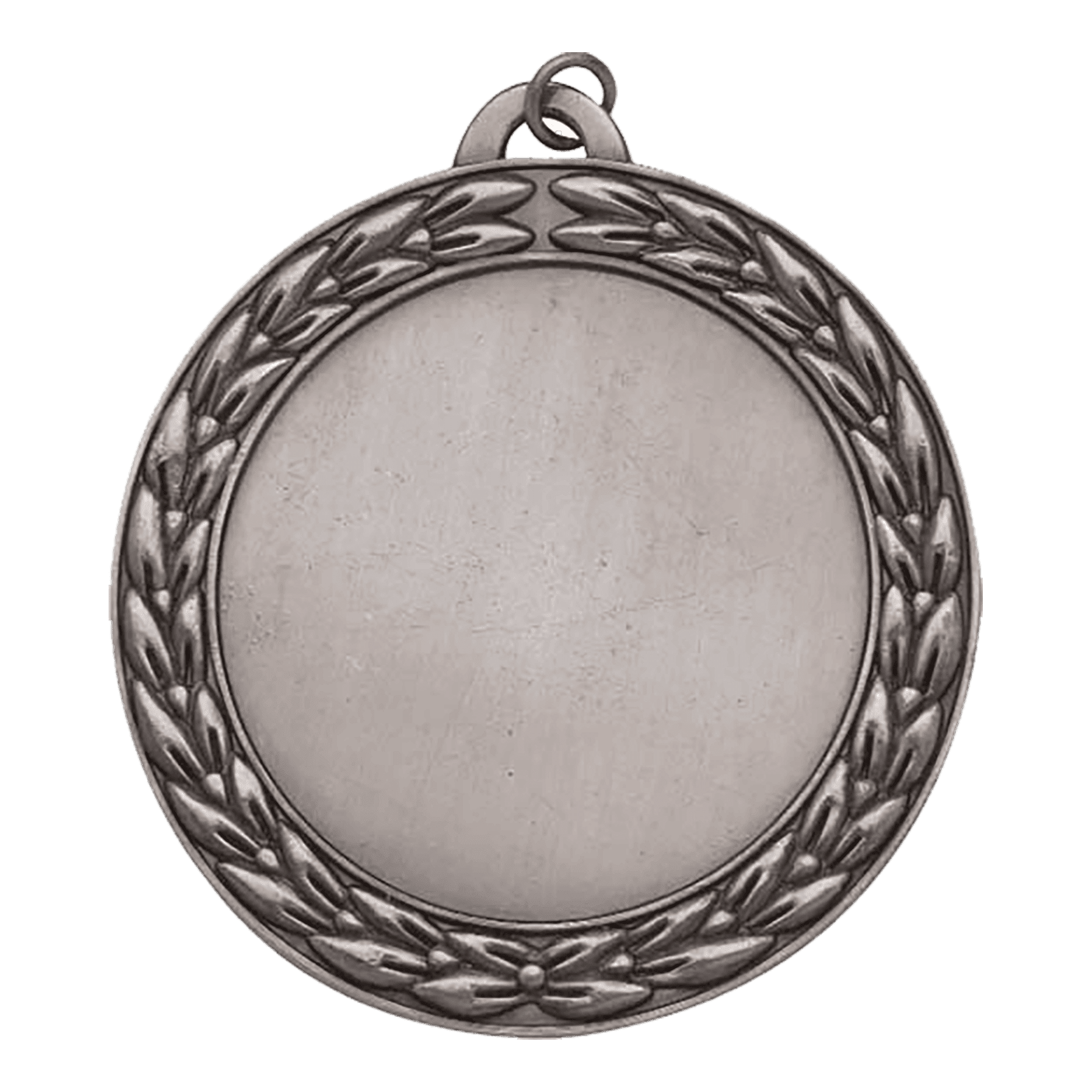 Antique Silver Wreath 2" Insert Holder Medal - 2 3/4"