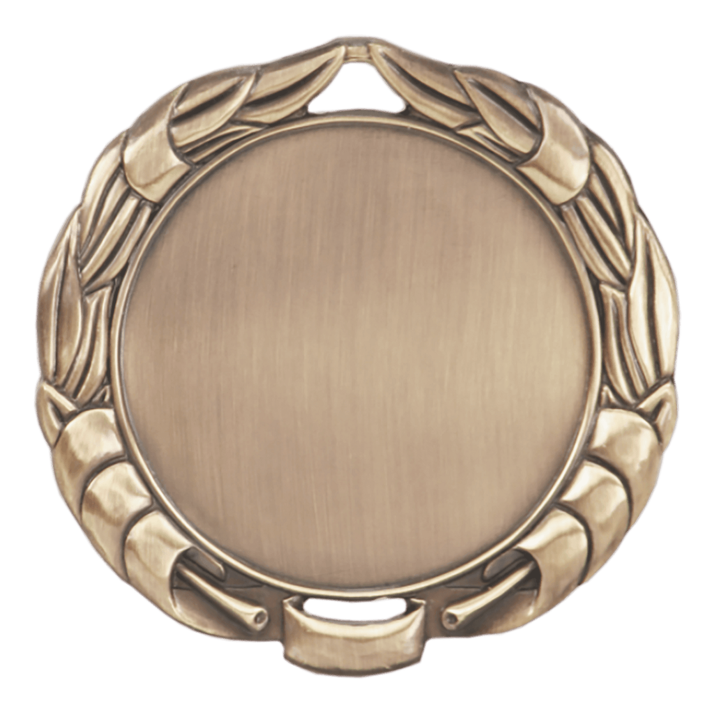 Antique Gold Wreath 2" Insert Holder Medal (double sided) - 2 3/4"