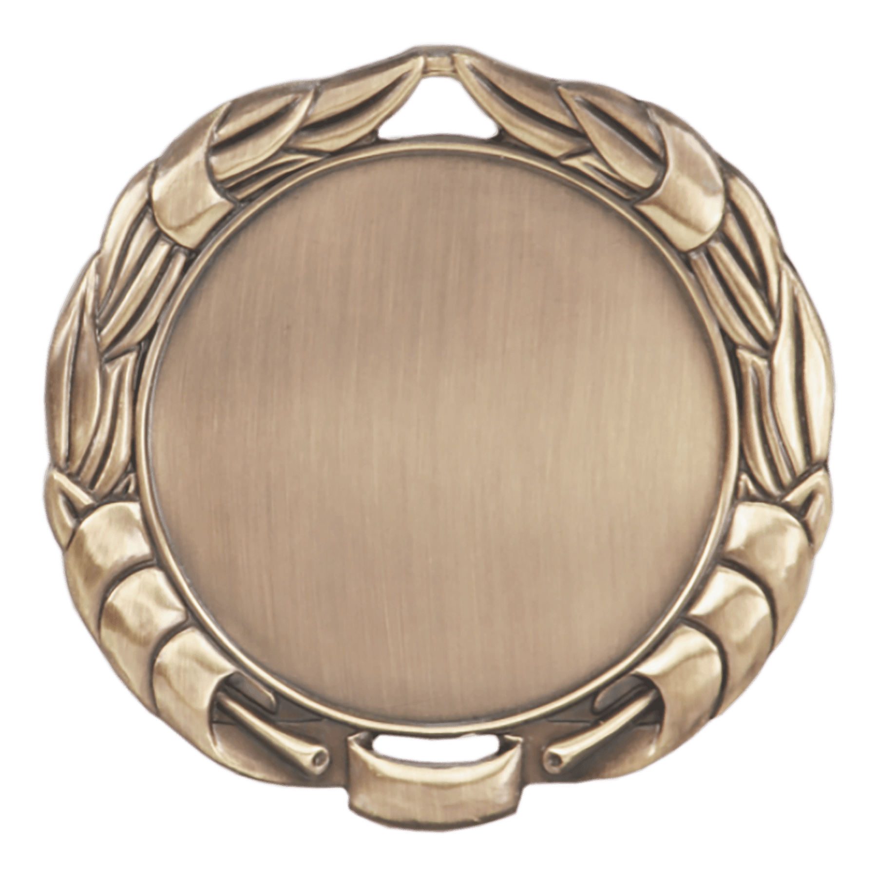 Antique Gold Wreath 2" Insert Holder Medal (double sided) - 2 3/4"