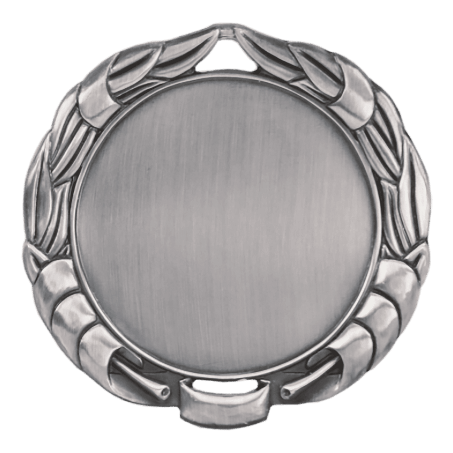 Antique Silver Wreath 2" Insert Holder Medal (double sided) - 2 3/4"