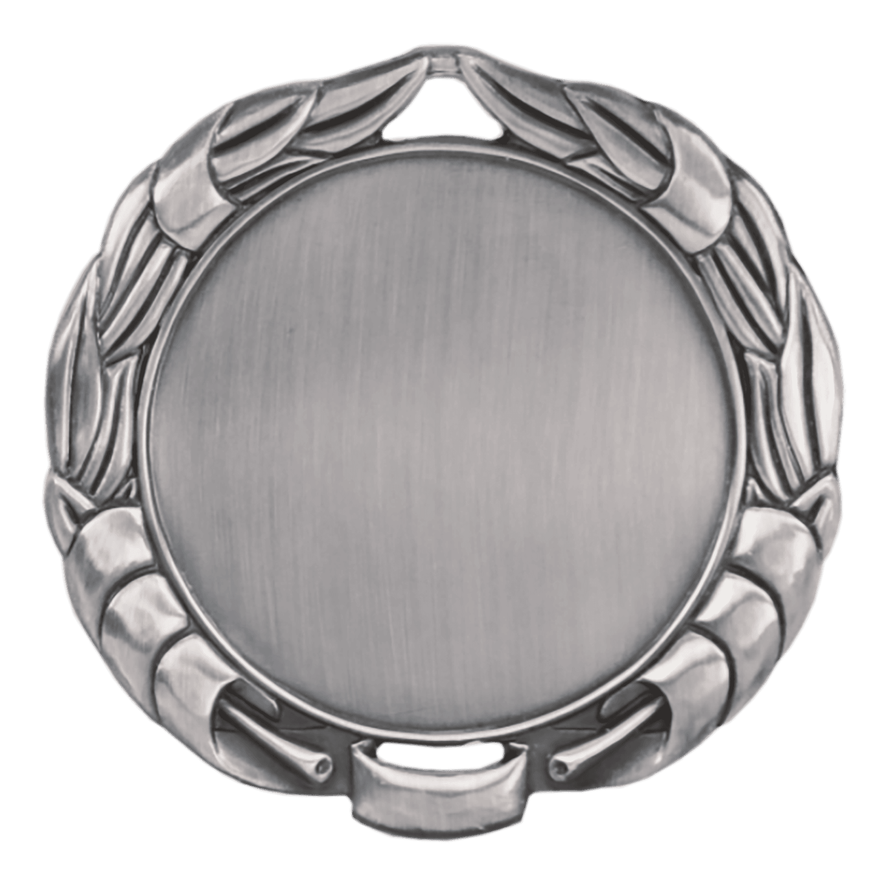 Antique Silver Wreath 2" Insert Holder Medal (double sided) - 2 3/4"