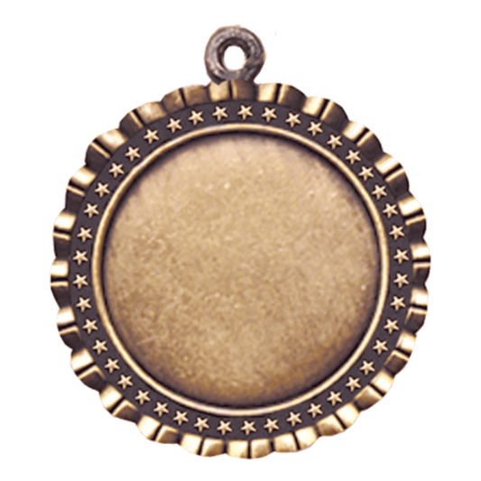 Antique Gold Star 2" Insert Holder Medal - 2 5/8"