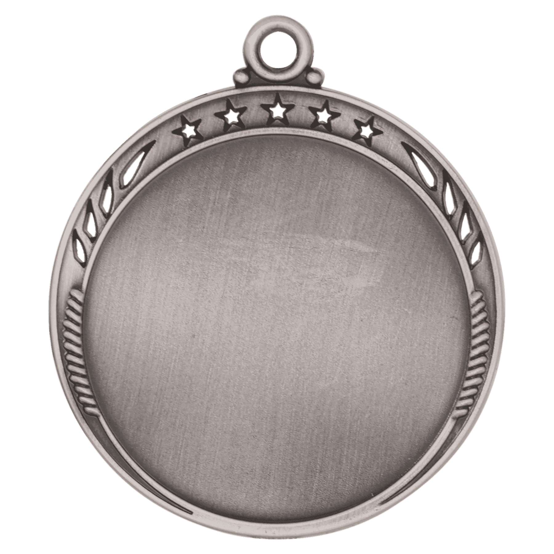 2 3/8" Antique Silver Galaxy 2" Insert Holder Medal-Flat, no Inset on Back