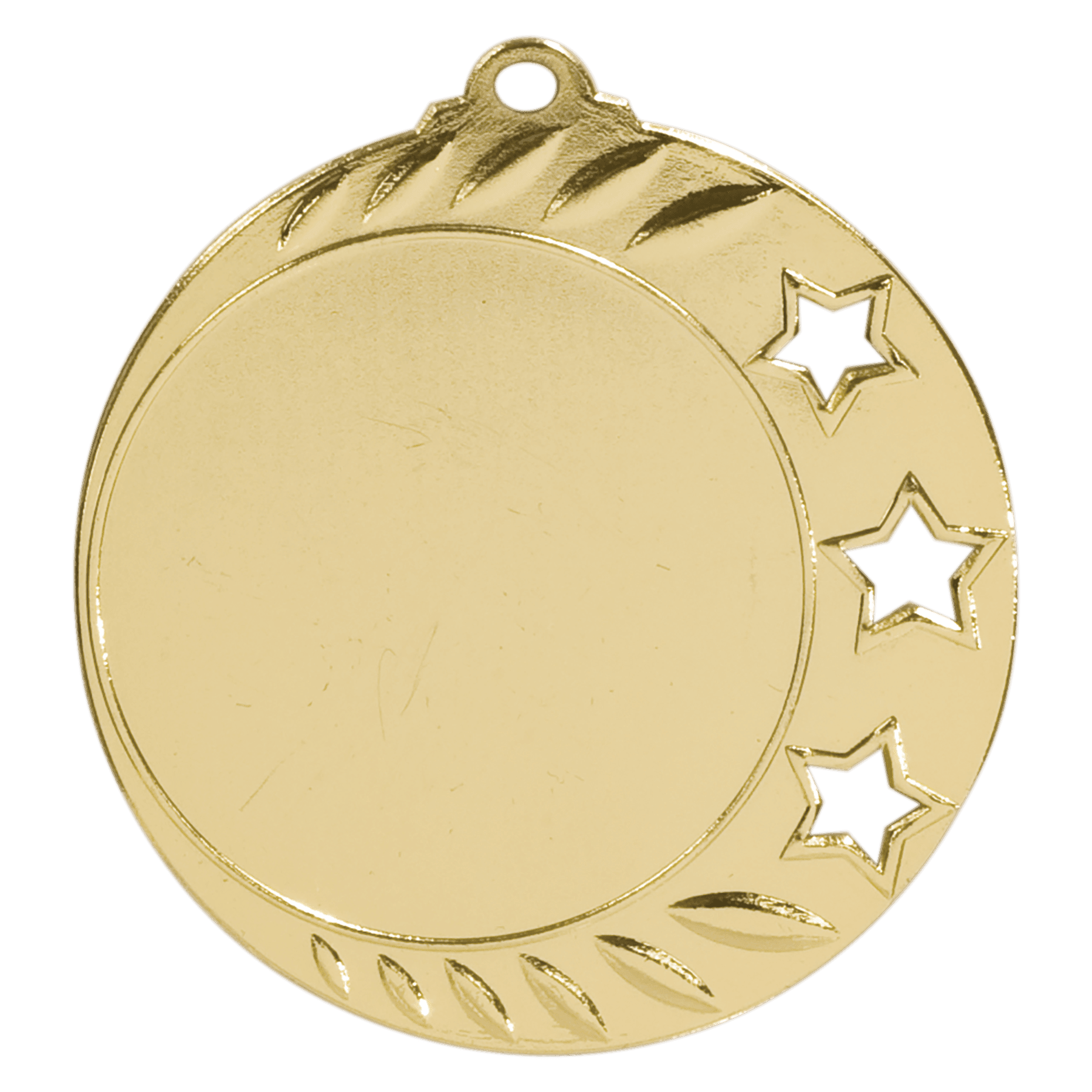 Bright Gold 3-Star 2" Insert Holder Medal - 2 3/4"