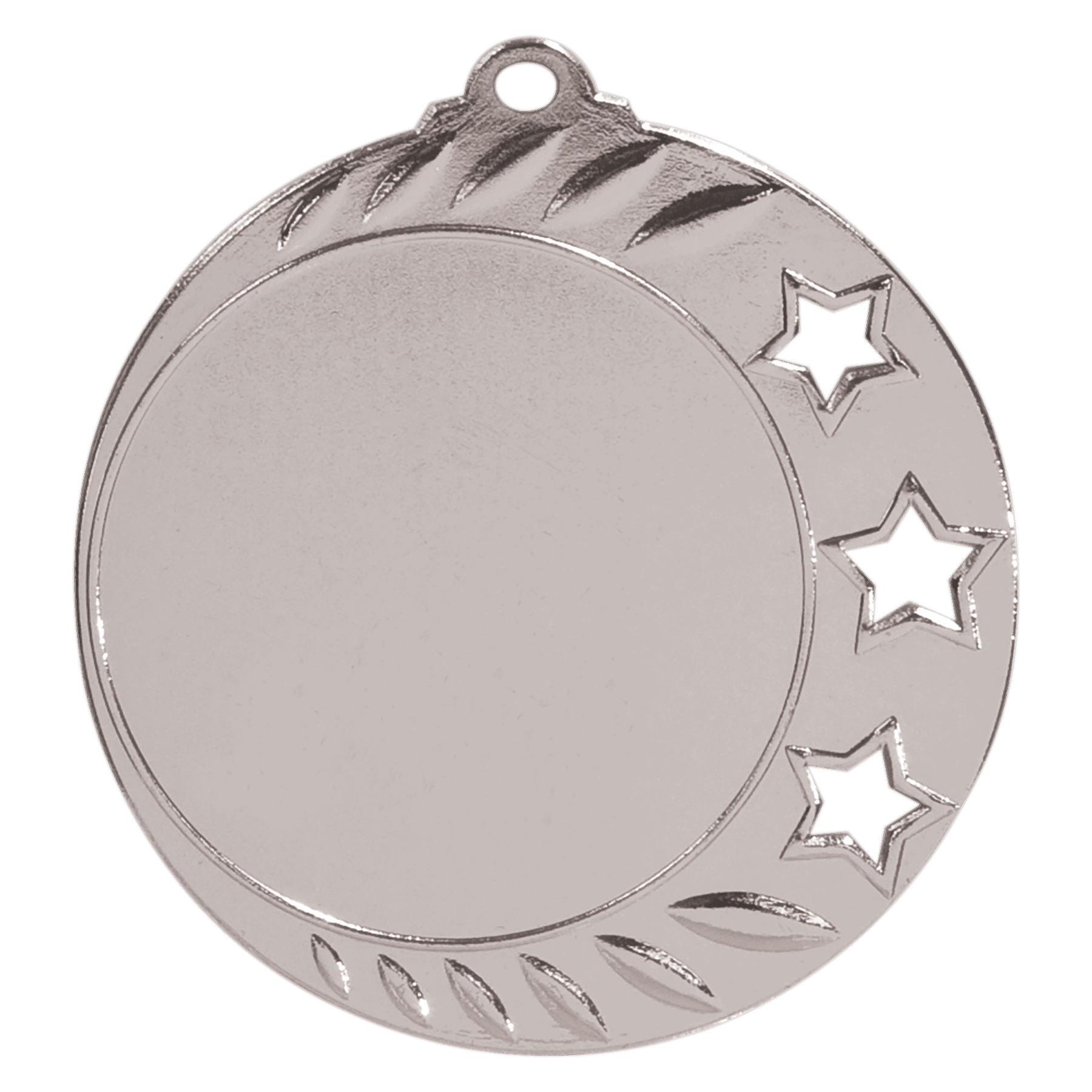Bright Silver 3-Star 2" Insert Holder Medal - 2 3/4"