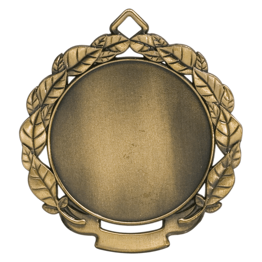 Antique Gold Leaf 2" Insert Holder Medal - 2 3/4"