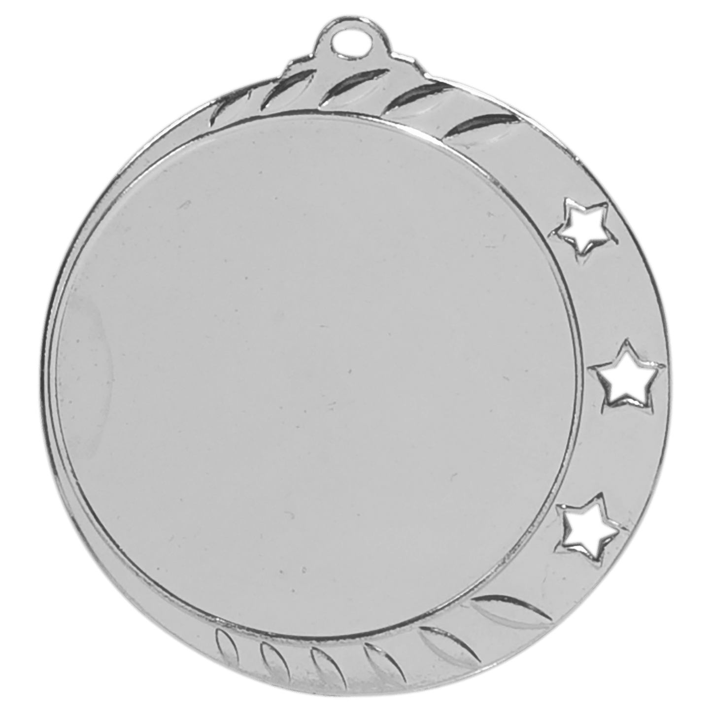 1 7/8" Bright Silver 3-Star 1 1/2" Insert Holder Medal