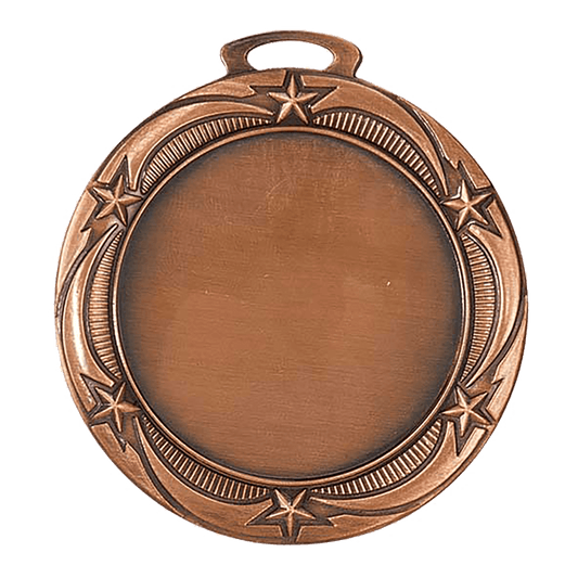 Antique Bronze Star 2" Insert Holder Medal - 2 3/4"