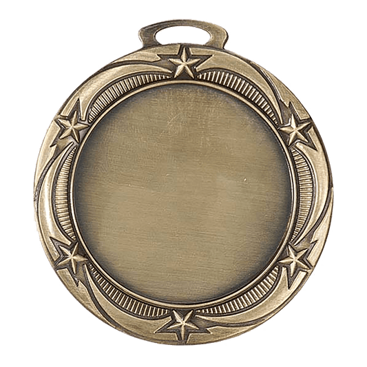 Antique Gold Star 2" Insert Holder Medal - 2 3/4"