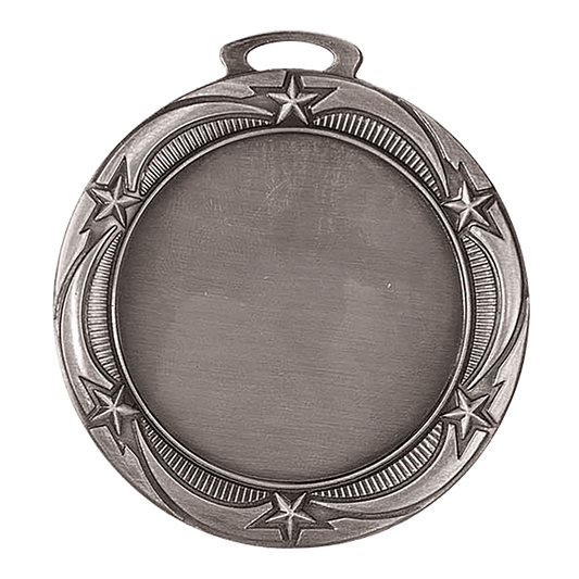 Antique Silver Star 2" Insert Holder Medal - 2 3/4"
