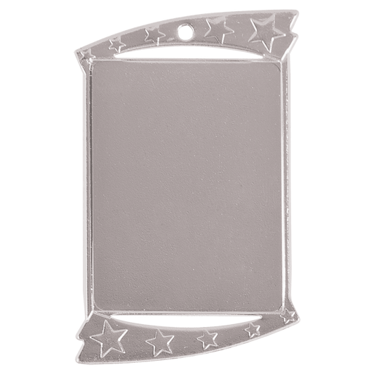 1 3/4" x 2 3/4" Bright Silver Rectangular Insert Holder Medal