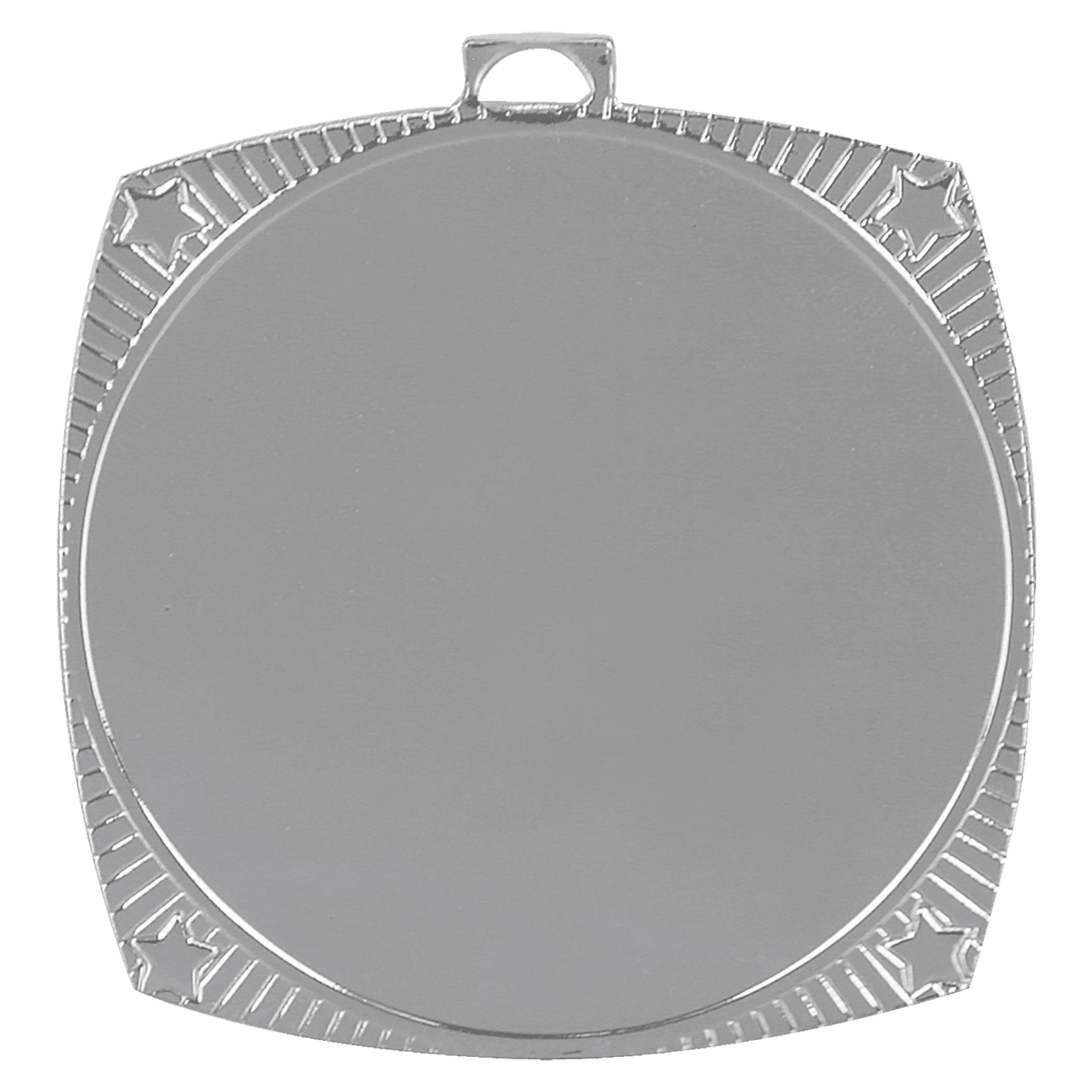 Bright Silver Square Star 2" Insert Holder Medal - 2 1/8"